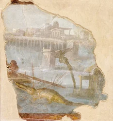 Muurfragment met een Nijl-landschap